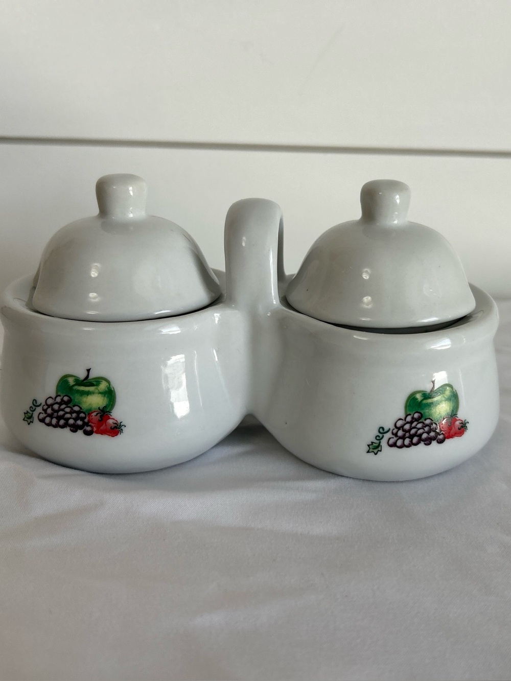 Vintage Double Sugar or Jam & Honey Bowl with Lids by Houston Harvest